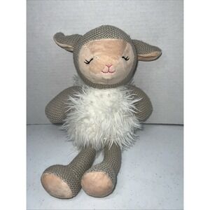 Walgreens Hug Me Lamb Sheep Plush White Fur Gray Crochet Stuffed Animal 13"